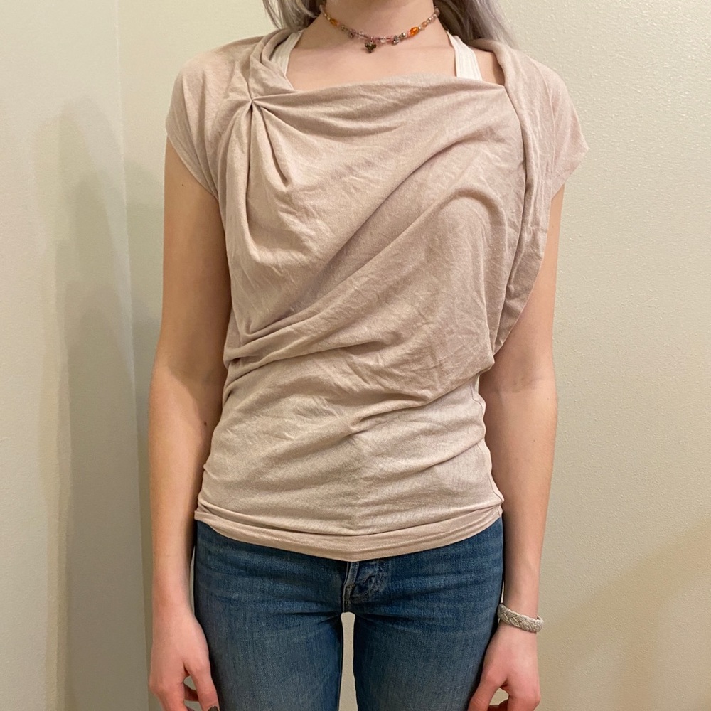Size S beige draped top from Trouvé